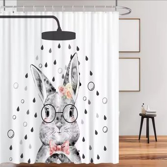 Шторка-занавеска для ванны Illu 180x180 LH2431947 (кролик Роджер)