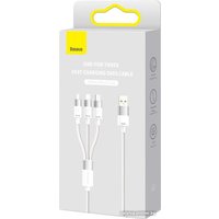Кабель Baseus One-For-Three Fast Charging Data Cable 3.5A USB Type-A - USB Type-C/microUSB/Lightning (0.5 м, белый)