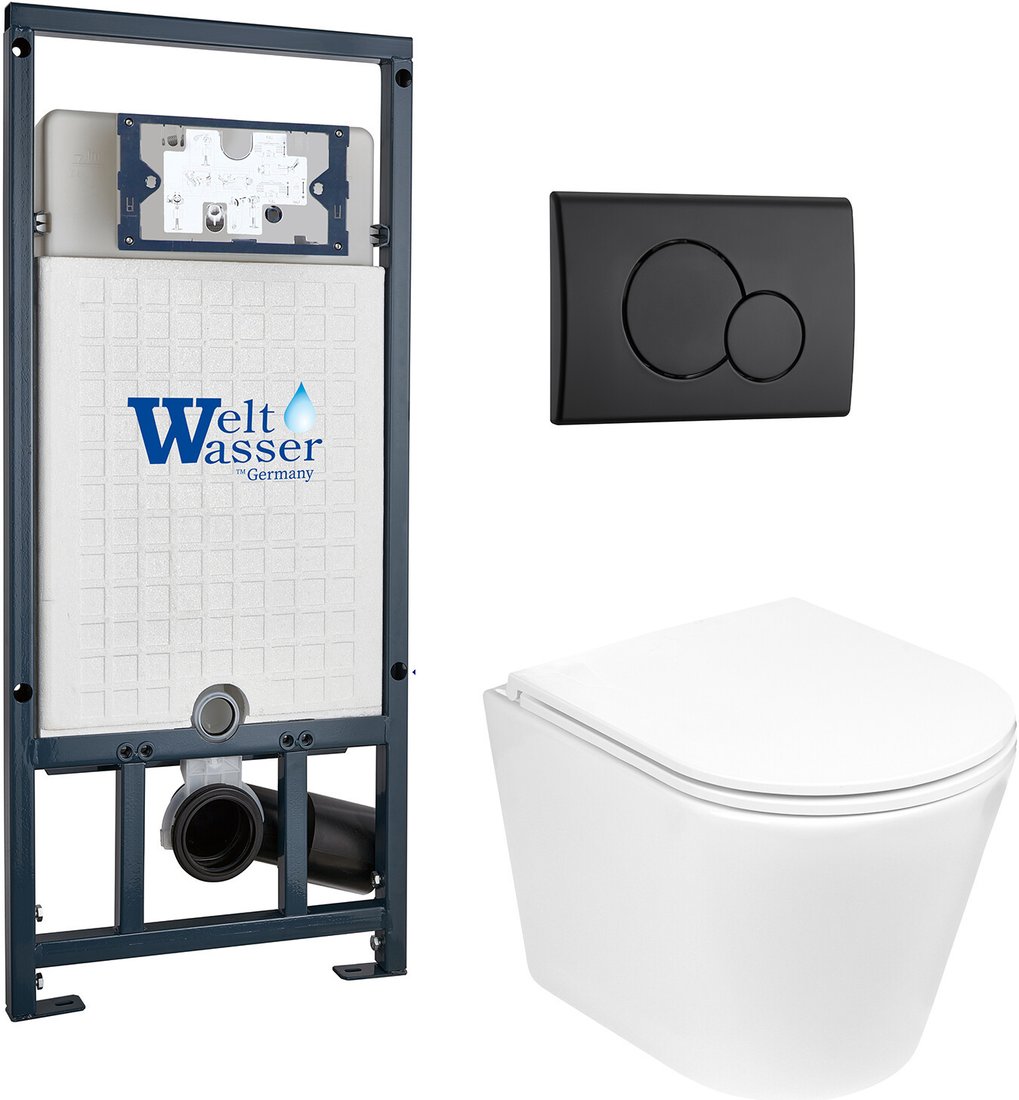 Унитаз подвесной WeltWasser Marberg 507 + Salzbach 043 GL-WT + Mar 507 RD MT-BL