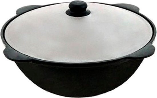 Казан Davr Metall с крышкой плоское дно (8 л)