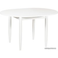 Кухонный стол Рамзес Круглый раскладной (белый текстурный, ноги конус)