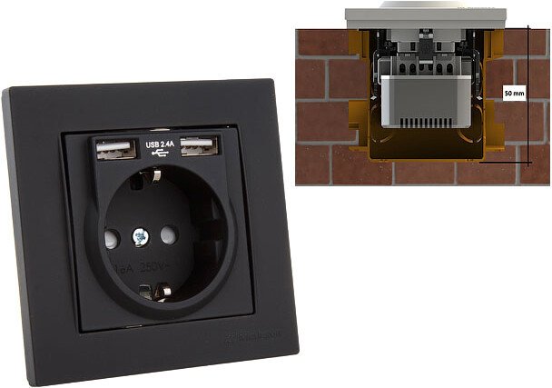 

Розетка USB Mutlusan Rita 2220 619 0284 (черный)