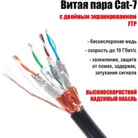 Кабель USBTOP RJ45 - RJ45 FTP CAT-7 (1 м, белый)