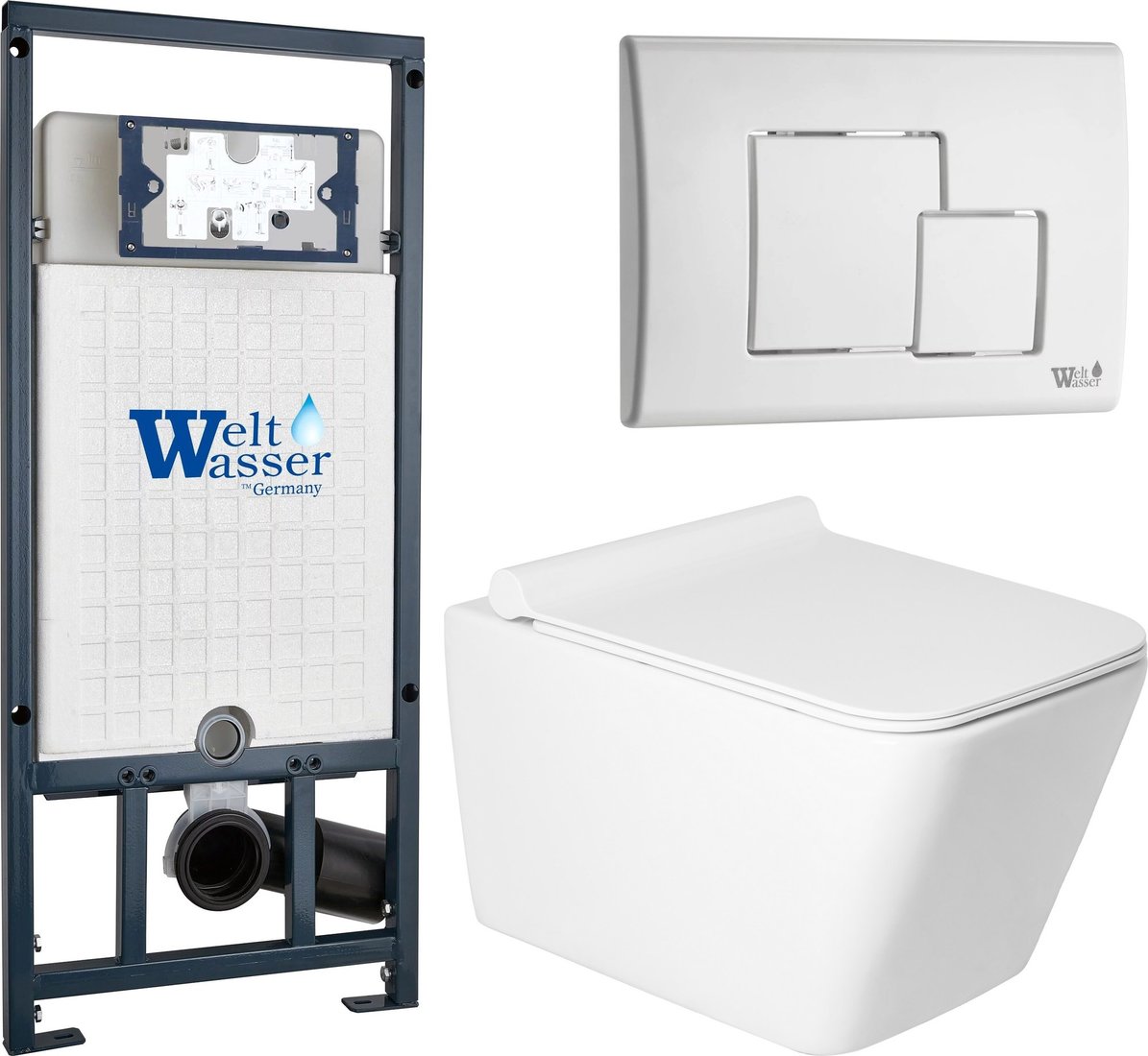 

Унитаз подвесной Saniteco KW-9004W в комплекте с инсталляцией + Marberg 507 SE GL-WT + Marberg 507