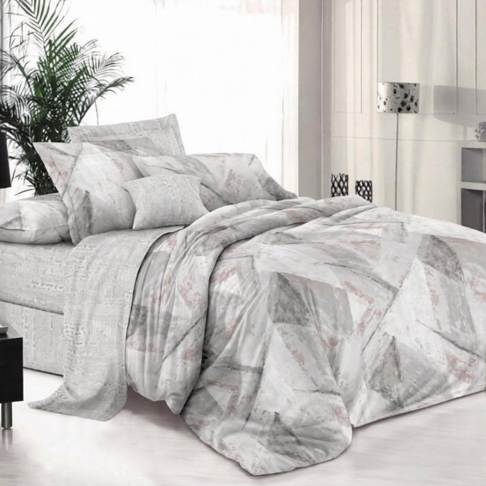 

1.5-спальный комплект постельного белья Luxsonia Фреска Поплин 1.5сп 70x70 Эф220 (на резинке)