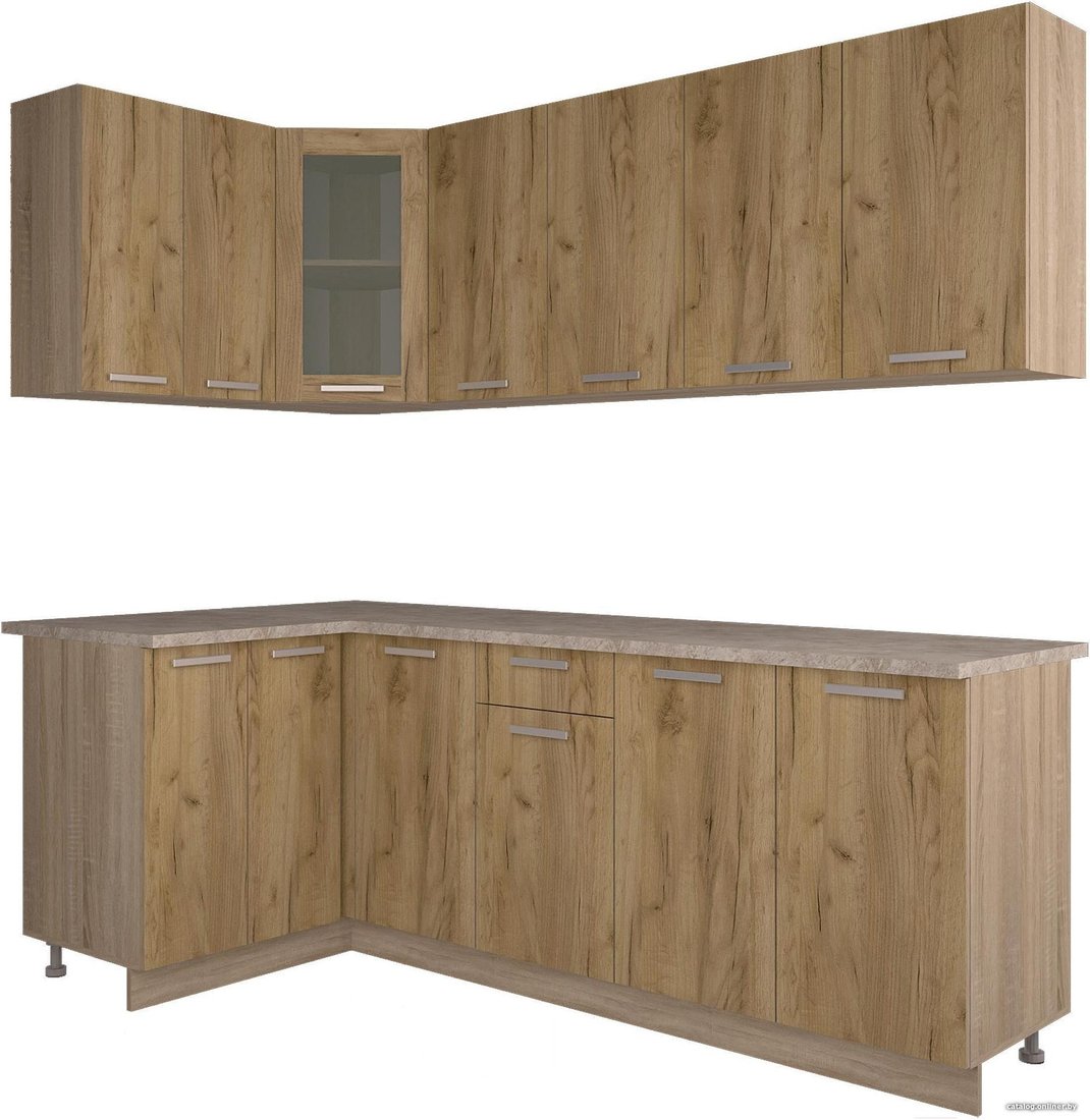 Готовая кухня Интерлиния Мила 12x22 (дуб золотой)
