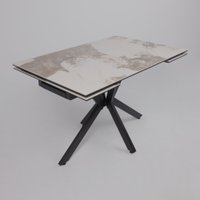 Кухонный стол Lepremo AV 2111 МДФ+керамика раздвижной 1200-1800x800 (белый глянцевый Pandora/черный)