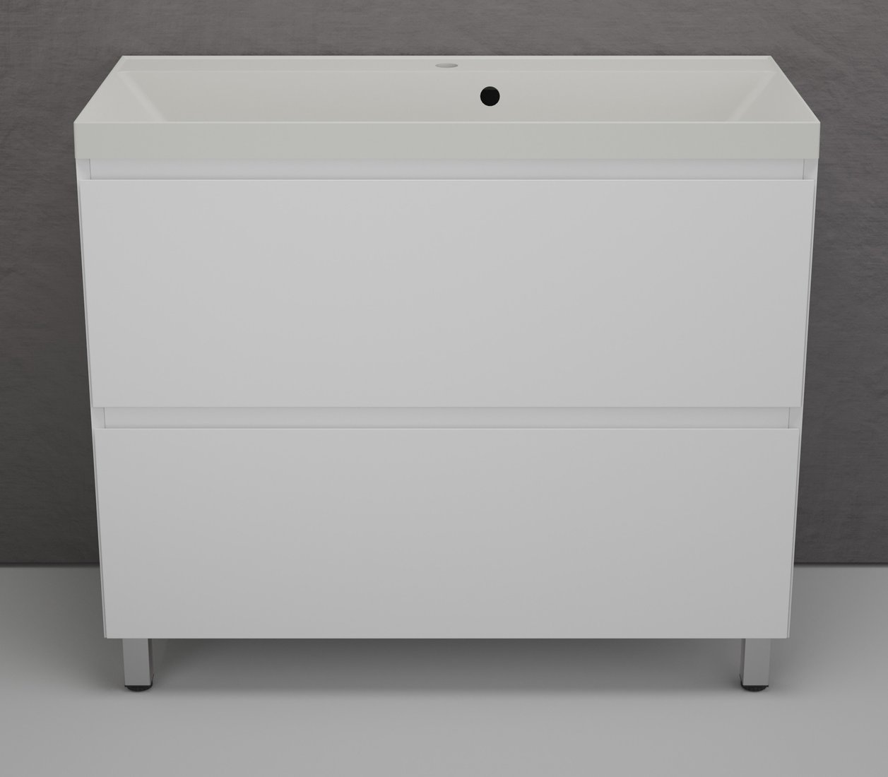 

Symbolite Тумба под умывальник Манхэттен 100 Plus 2 ящика + Line 100x48 (белый матовый/жасмин)