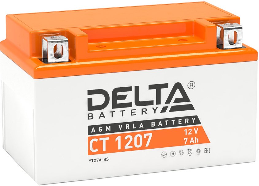 

Мотоциклетный аккумулятор Delta CT 1207 (7 А·ч)