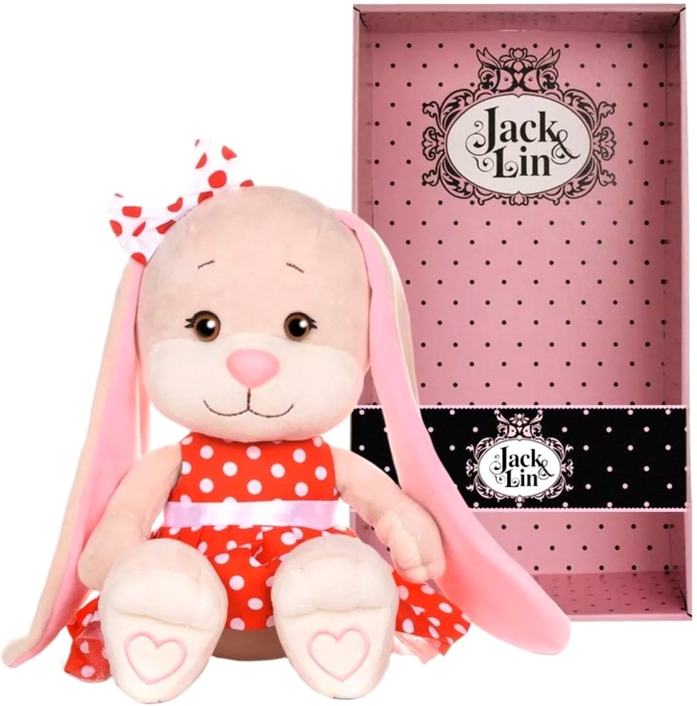 

Классическая игрушка Jack&Lin Зайка в красном платье в белый горошек JL-051923-25