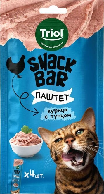 Лакомство для кошек Triol Snack Bar Паштет из курицы с тунцом (40 г)