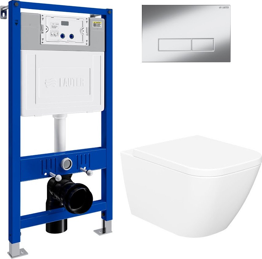 

Унитаз подвесной Lauter Nuremberg 21811 + 21901002 (белый, с кнопкой смыва 219701HD хром)