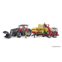 Набор Bruder Case IH Optum 300CVX с погрузчиком, прицепом и 8 тюками 03198