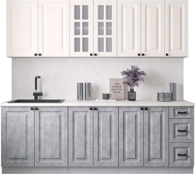 

Готовая кухня Интерлиния Мила Деко 2.3А (керамика/белый/опал светлый)