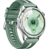Умные часы Huawei Watch GT 6 46 мм (серебристый, с зеленым плетеным ремешком, международная версия)