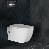Унитаз подвесной Roxen Cube Bidet One Rimless 6 в 1 StounFix Dual Fresh 649838 (чёрное стекло)