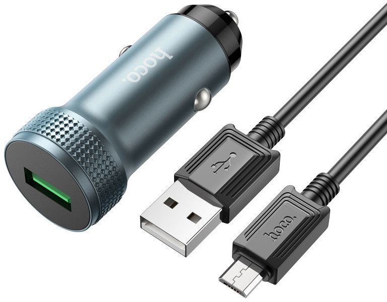 

Автомобильное зарядное Hoco Z49A microUSB (металлик)