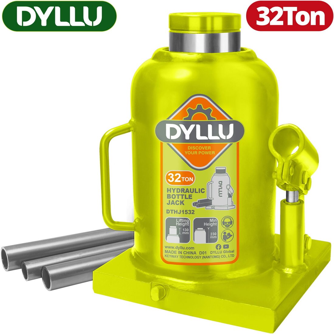 

Бутылочный домкрат Dyllu DTHJ1532 32т