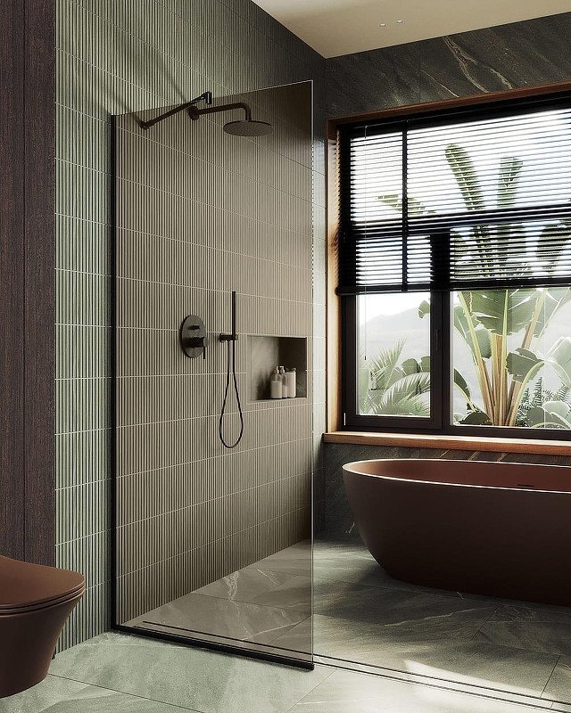 

Душевая стенка MaybahGlass 99x195 MGD-1353-6у (бронзовое стекло/черный)