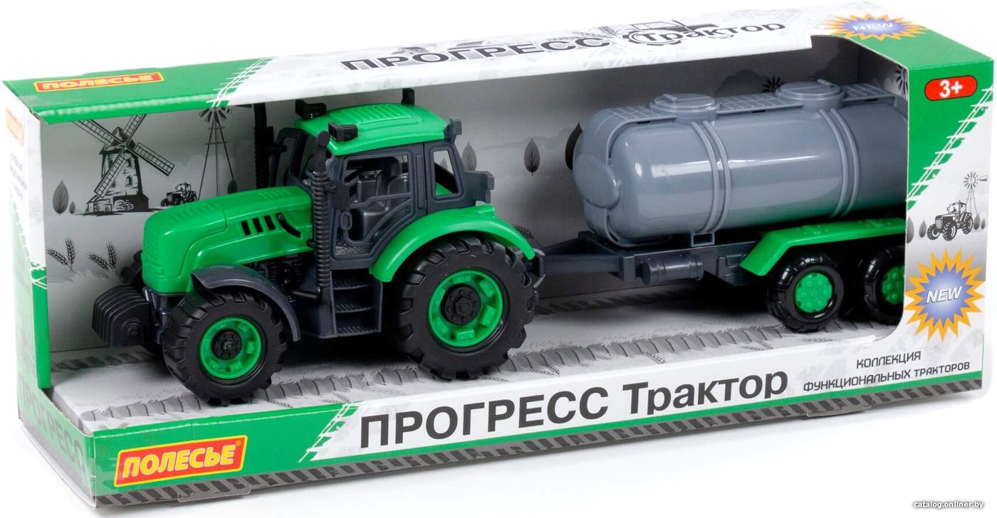 Трактор Полесье Прогресс с прицепом-цистерной 91567 (зеленый)