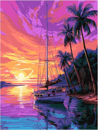 Картина по номерам Lori Тропический вечер Кпн-395
