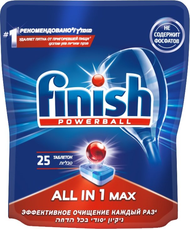 

Таблетки для посудомоечной машины Finish All in 1 Max (25 шт)