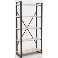 Стеллаж Hype Mebel Стандарт-2 80x200 (черный/древесина белая)