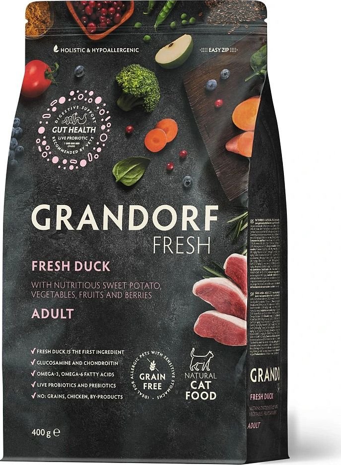 

Сухой корм для кошек Grandorf Fresh Adult (Утка и батат) 400 г