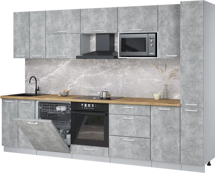 

Готовая кухня Интерлиния Мила Лайт 3.1-ПМ2 (бетон/бетон/дуб бунратти)