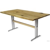 Кухонный стол Buro7 Двутавр 150 (с обзолом и сучками, дуб натуральный/серебро)