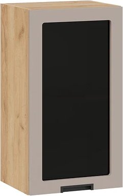 

Шкаф навесной Трия Гренада 1В4С с одной дверью со стеклом (дуб крафт золотой/холст латте)