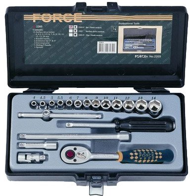 

Набор трещотка с головками Force 2203 19 предметов