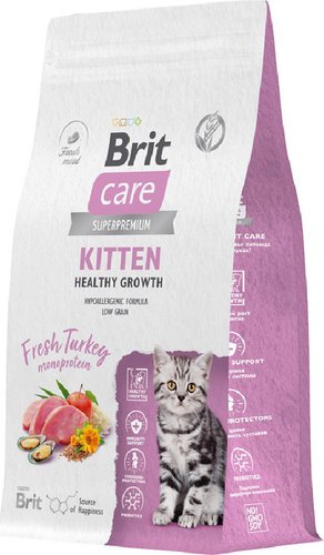 Brit care Superpremium Kitten с индейкой для котят, беременных и кормящих кошек (здоровый рост) 1.5 кг