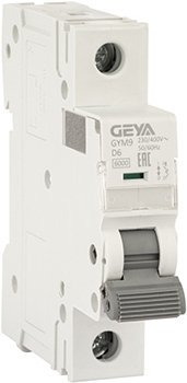 

Выключатель автоматический GEYA GYM9 1P 6А D 6кА GYM91P6D