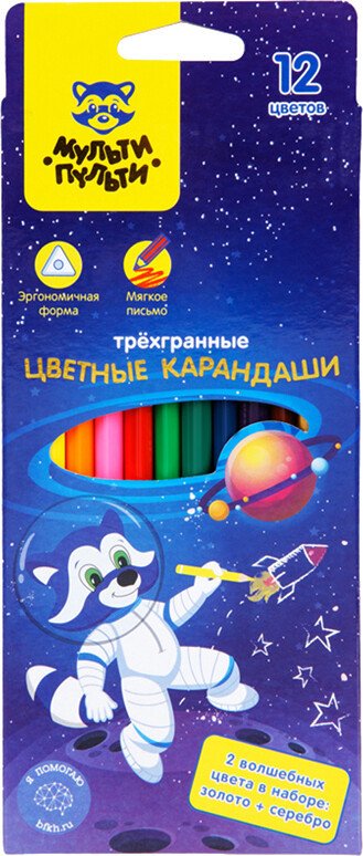 

Набор цветных карандашей Мульти-пульти Енот в космосе CP_29296 (12 цветов)