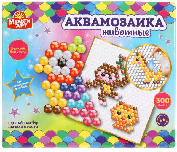 

Набор для создания поделок/игрушек MultiArt Аквамозаика Животные ABMA300-5