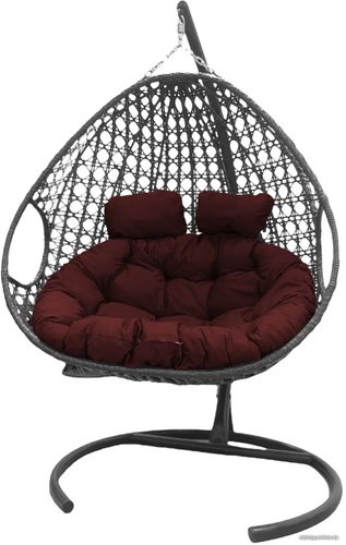 M-Group Для двоих Люкс 11510202 (коричневый ротанг/бордовая подушка)
