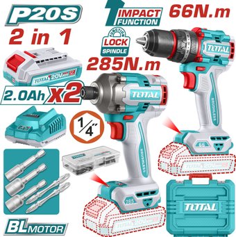 Total TCKLI20277 (шуруповерт, винтоверт, 2 АКБ, кейс)