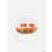 Подвесной диван M-Group Лежебока 11180107 (с белым ротангом/оранжевая подушка)