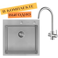 Кухонная мойка ARFEKA ECO AR 500*500 + cмеситель DIONE SATIN