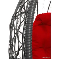 Кресло M-Group Кокос на подставке 11590306 (серый ротанг/красная подушка)