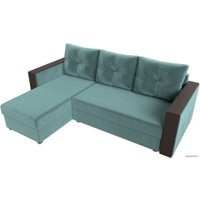 Угловой диван Лига диванов Валенсия Лайт левый (велюр, бирюзовый)