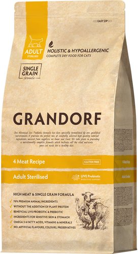 Grandorf 4 Meat Live Probiotic Adult Sterilised (для микрофлоры кишечника) 2 кг