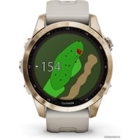 Умные часы Garmin Fenix 7S Sapphire Solar (кремово-золотой титан/песочный)