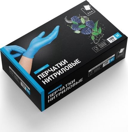 

Нитриловые перчатки A.D.M Нитриловые (M, 100 шт, голубой)