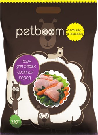 Сухой корм для собак PetBoom с птицей и овощами 2 кг