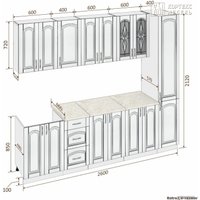 Готовая кухня Кортекс-мебель Корнелия Ретро 2.6м (ясень белый/марсель)