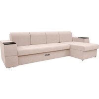 Угловой диван Сириус Лидер-13 с оттоманкой НПБ 330x165 (Eva 01 велюр белый)