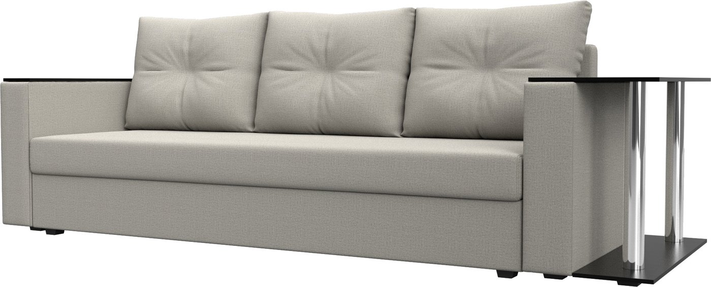 

Диван Лига диванов Атланта со столом справа 126159 (рогожка амур бежевый)