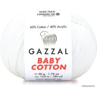 Пряжа для вязания Gazzal Baby cotton 3450 50 г 165 м (белый)